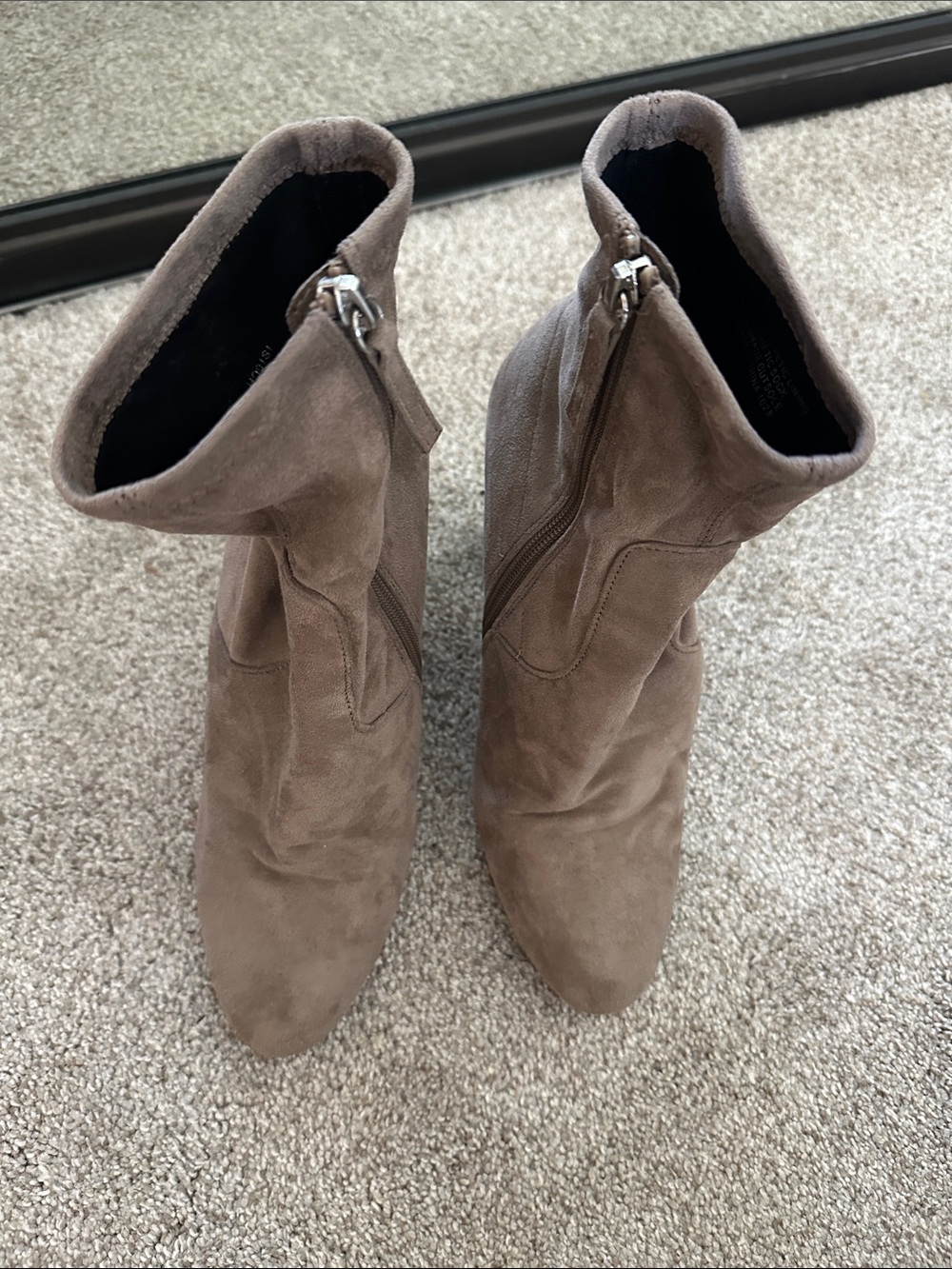 Steve Madden Taupe Suede Ankle Booties with Side Zip